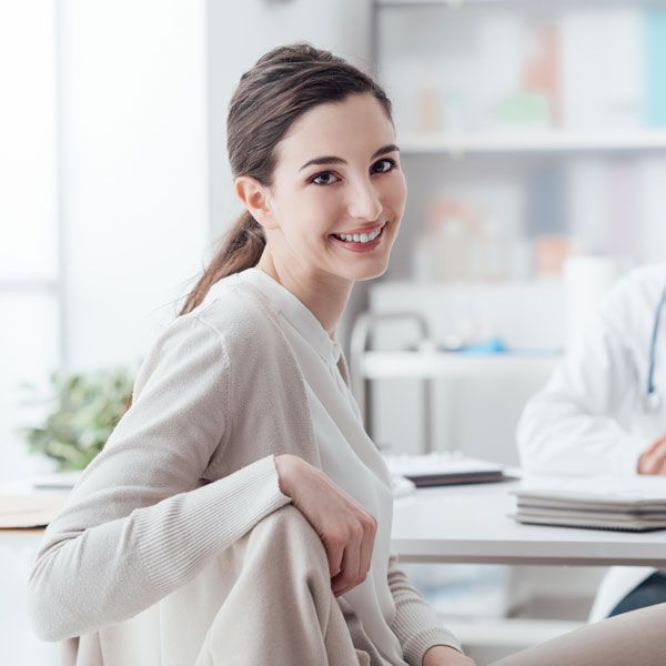Smiling female patient